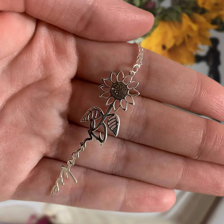 925 Sterling Silber Personal isierte Name Sonnenblumen Halskette