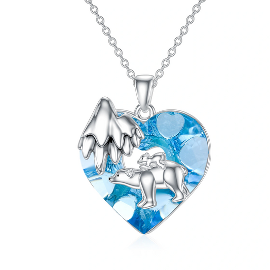 925 Sterling Silver Mom Necklace Heart Pendant Mama Bear Necklaces Gifts for Women