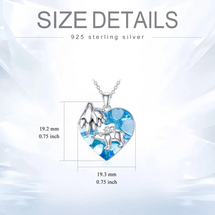 925 Sterling Silver Mom Necklace Heart Pendant Mama Bear Necklaces Gifts for Women