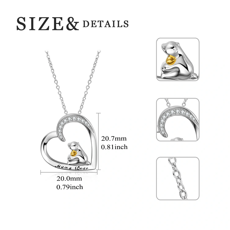 925 Sterling Silver Mama Bear Necklace Gift for Mom