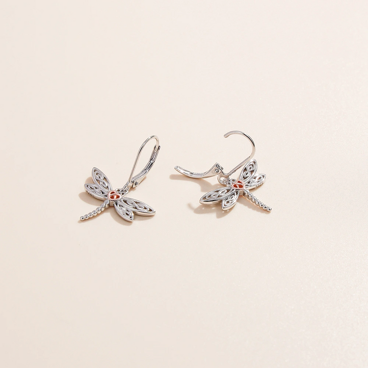 925 Sterling Silver Celtic Dragonfly Drop Earrings Gifts for Her