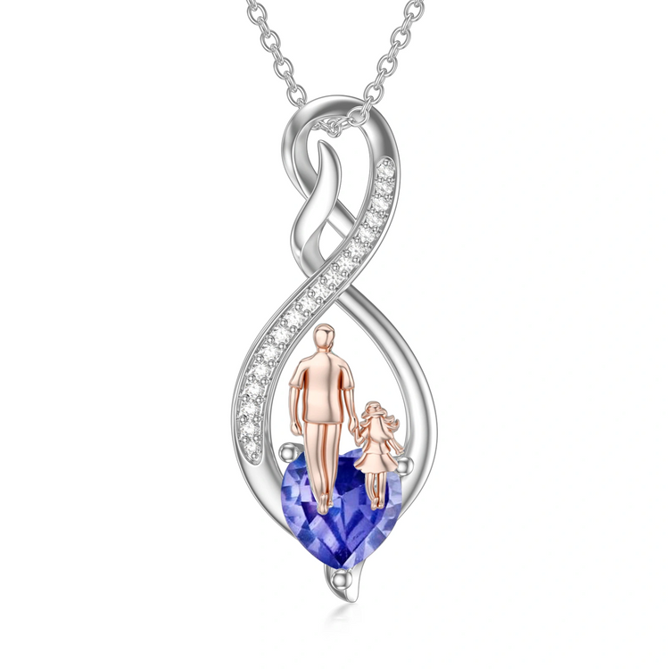 925 Sterling Silver Gift from Dad Mom Infinity Heart Pendant Birthstone Necklace