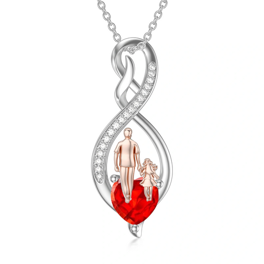 925 Sterling Silver Gift from Dad Mom Infinity Heart Pendant Birthstone Necklace