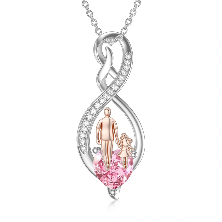 925 Sterling Silver Gift from Dad Mom Infinity Heart Pendant Birthstone Necklace