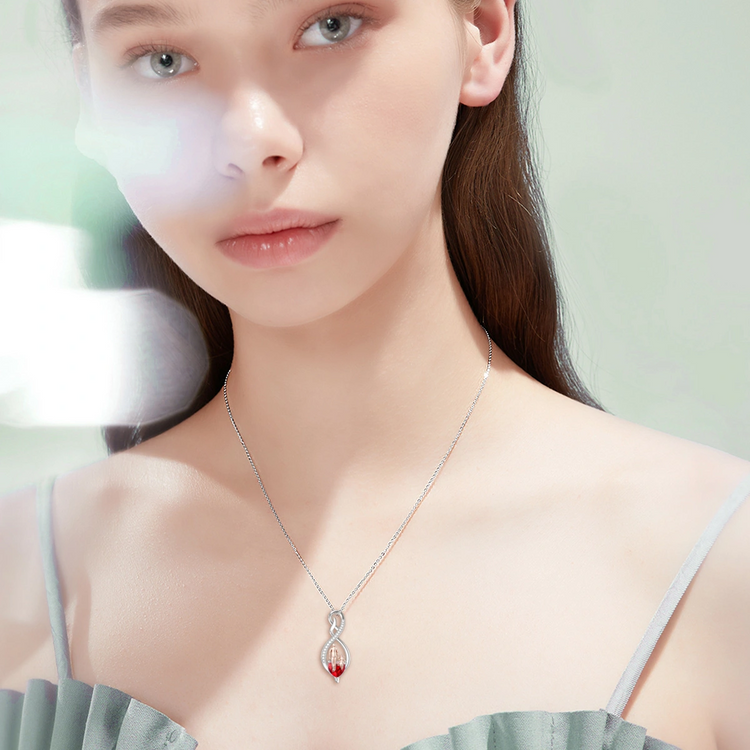 925 Sterling Silver Gift from Dad Mom Infinity Heart Pendant Birthstone Necklace