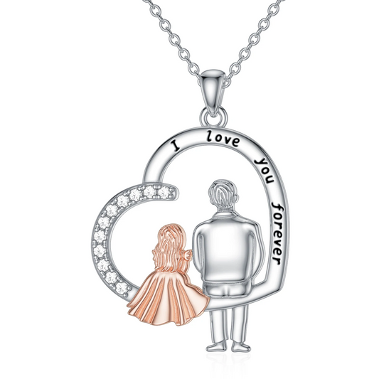 925 Sterling Silver Daughter Heart Pendant Necklace from Dad