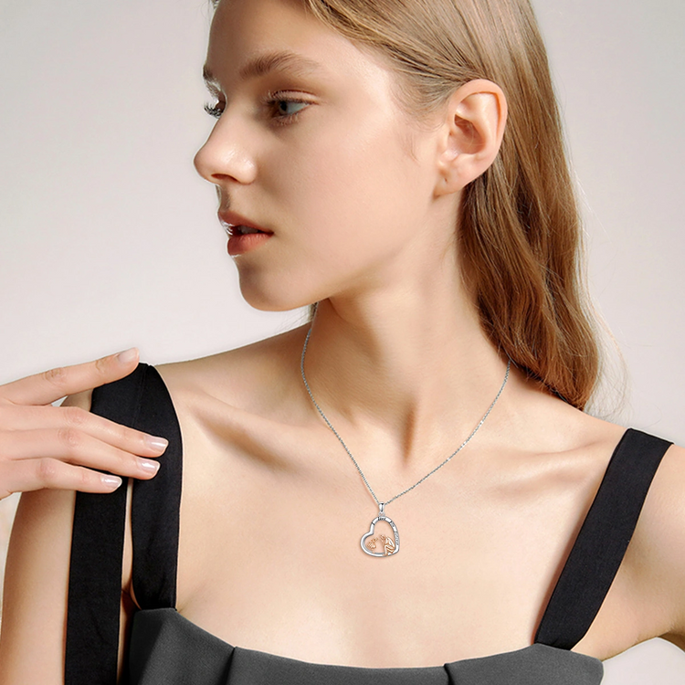 925 Sterling Silver Dad Daughter Heart Pendant Necklace I Love You Forever Jewelry