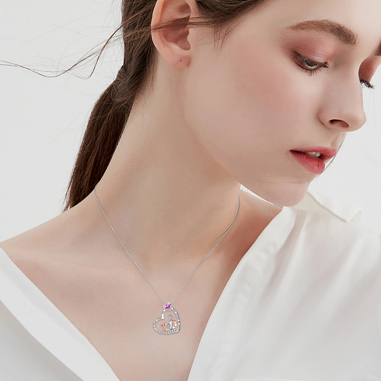925 Sterling Silver I Love You to The Moon and Back Heart Father Daughter Necklace