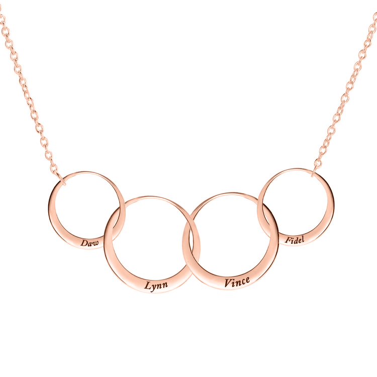 925 Sterling Silver 50th Birthday Gift For Mom / Grandmother Generations Personalized Chain Necklace Interlocking Ring Necklace