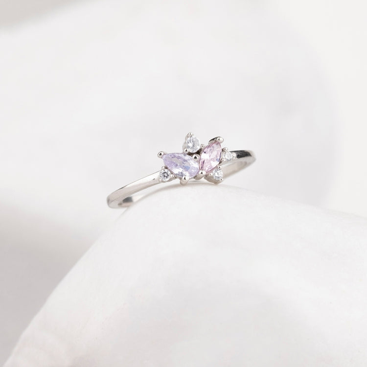 925 Sterling Silver Marquise Birthstone Ring, Pear Birthstone
