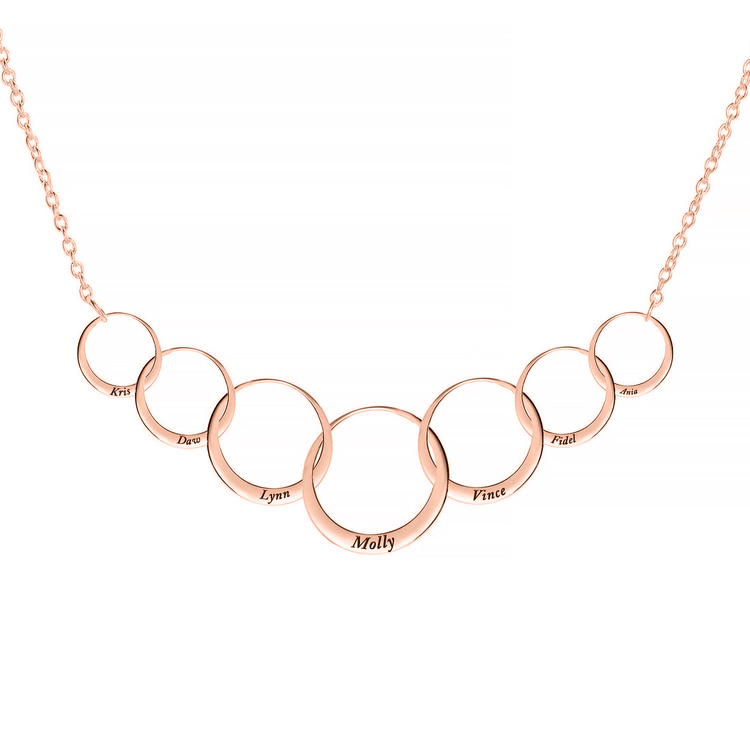 925 Sterling Silver 50th Birthday Gift For Mom / Grandmother Generations Personalized Chain Necklace Interlocking Ring Necklace