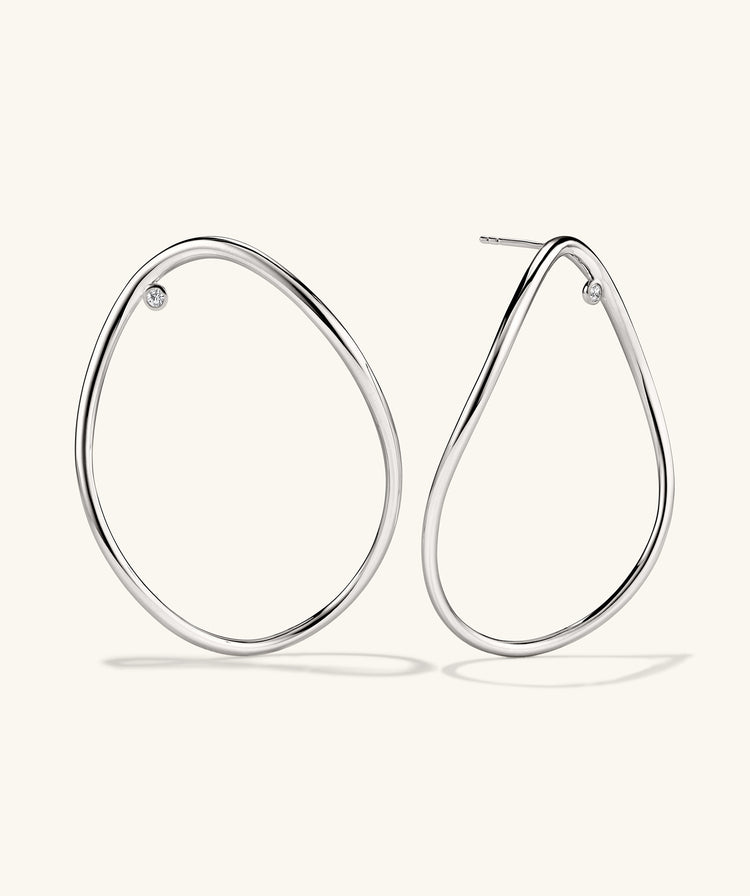 925 Sterling Silver Figure Oversized Hoops