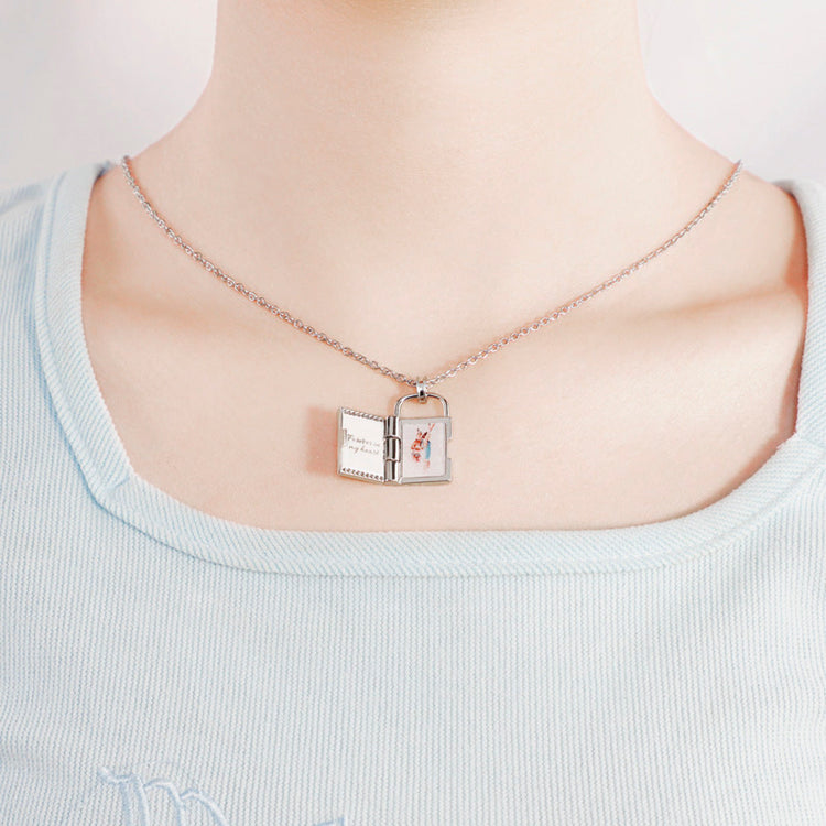 925 Sterling Silver Personalized Photo & Engraved Message Necklace