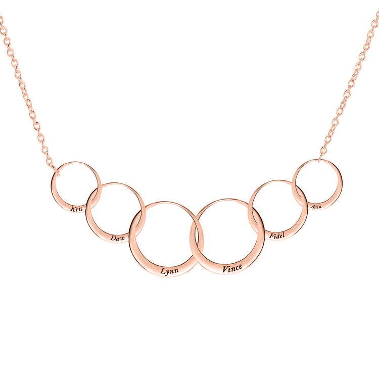 925 Sterling Silver 50th Birthday Gift For Mom / Grandmother Generations Personalized Chain Necklace Interlocking Ring Necklace