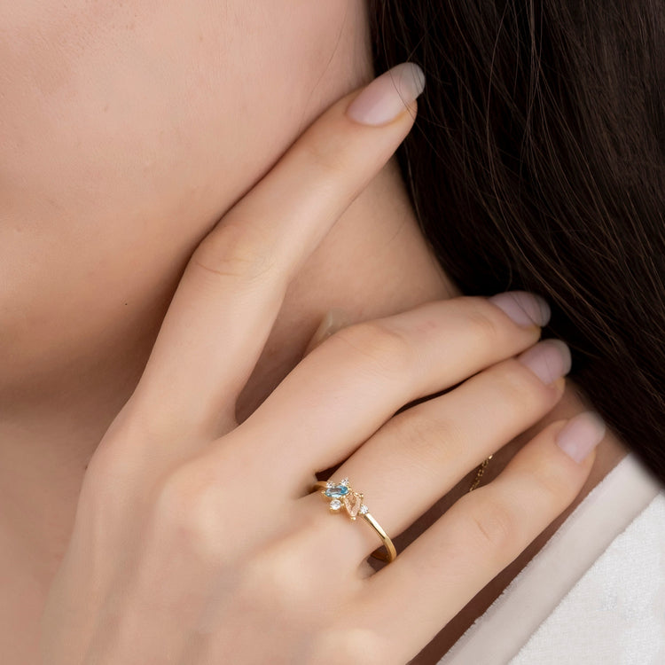 925 Sterling Silver Marquise Birthstone Ring, Pear Birthstone