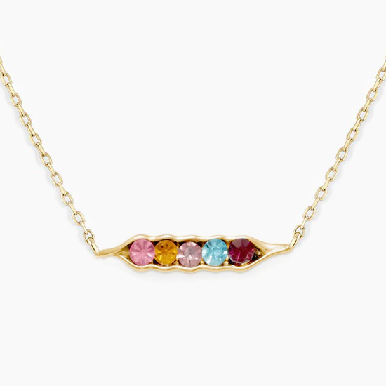 925 Sterling Silver Custom Birthstone Peas in a Pod Necklace