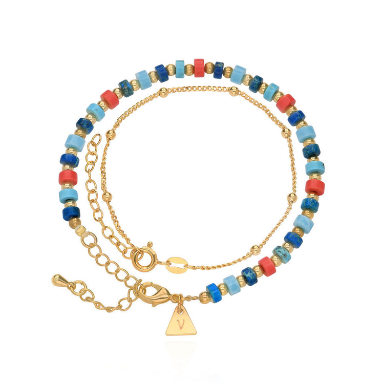 Resort/Tropical/Pacific Layered Beads Bracelet/Anklet with Initials