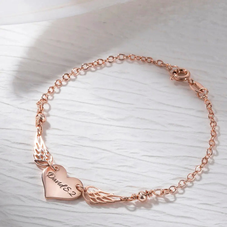 925 Sterling Silve Custom Mommy Of An Angel Bracelet, Memorial Jewelry, Miscarriage Gift, Memorial Wing Charm