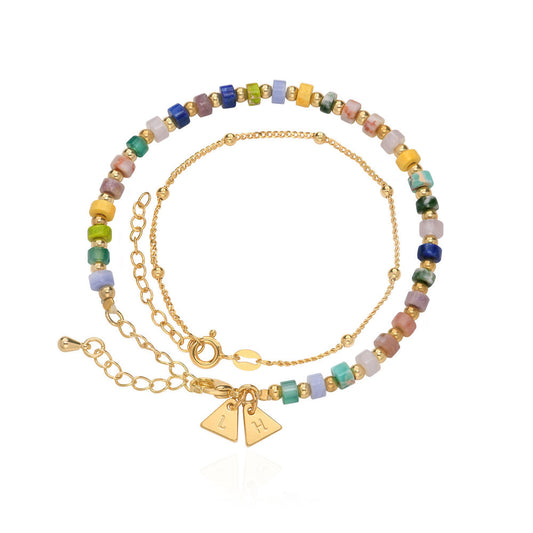 Resort/Tropical/Pacific Layered Beads Bracelet/Anklet with Initials