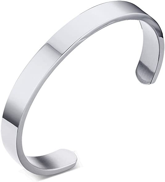 925 Sterling Silver Personalized Engraved Large Cuff Bracelet Inspirational Bracelet