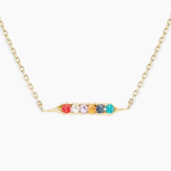 925 Sterling Silver Custom Birthstone Peas in a Pod Necklace