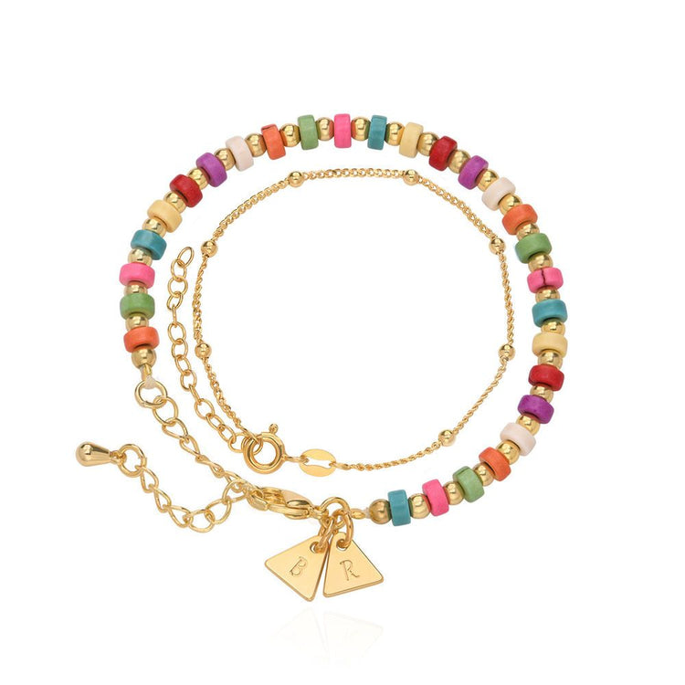 Resort/Tropical/Pacific Layered Beads Bracelet/Anklet with Initials