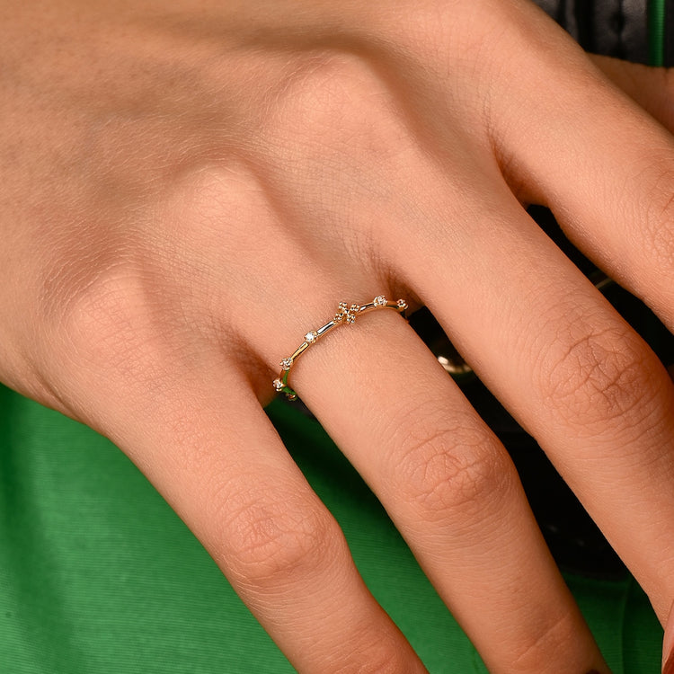 925 Sterling Silver Tiny Cross Distance Ring, Stacking Ring, Minimalist Everyday Ring