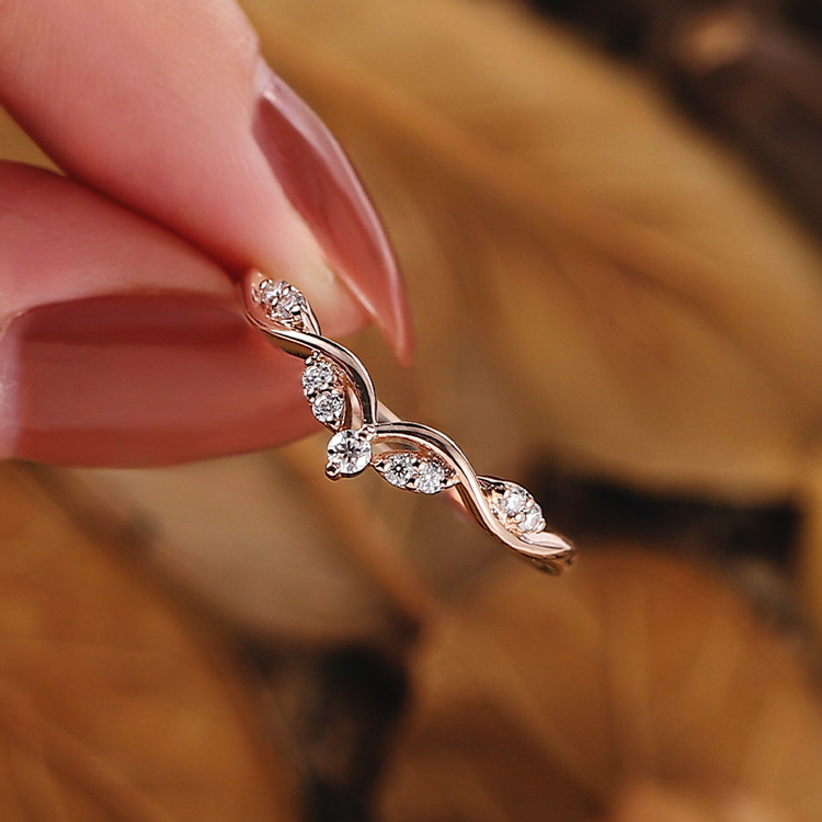 925 Sterling Silber Antike Stapel band Olive Branch Verlobung sring