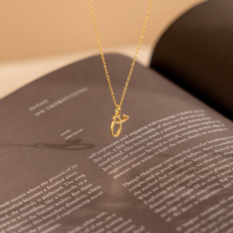 925 Sterling Silver Initial Heart Necklace Custom Letter Necklace