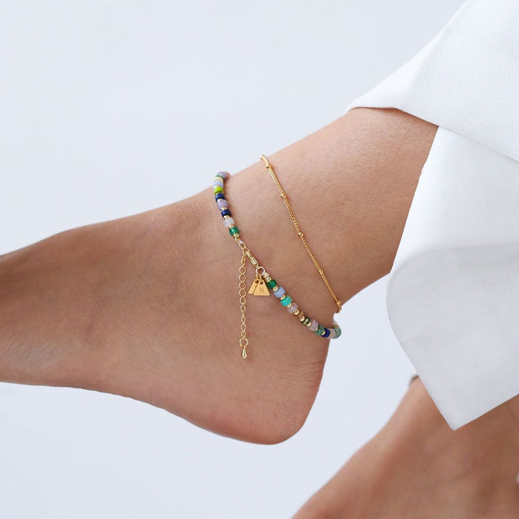 Resort/Tropical/Pacific Layered Beads Bracelet/Anklet with Initials