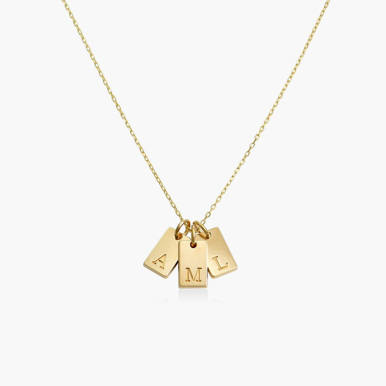 925 Sterling Silver Engraved 2 Vertical Bars Initial Necklace