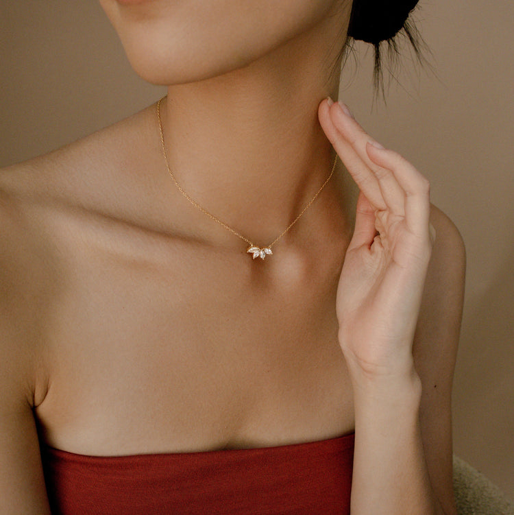 925 Sterling Silver Flower Petal Necklace Bridesmaid Gift
