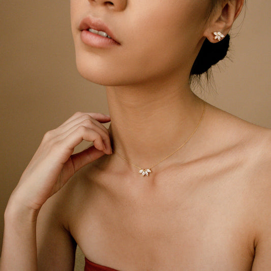 925 Sterling Silver Flower Petal Necklace Bridesmaid Gift