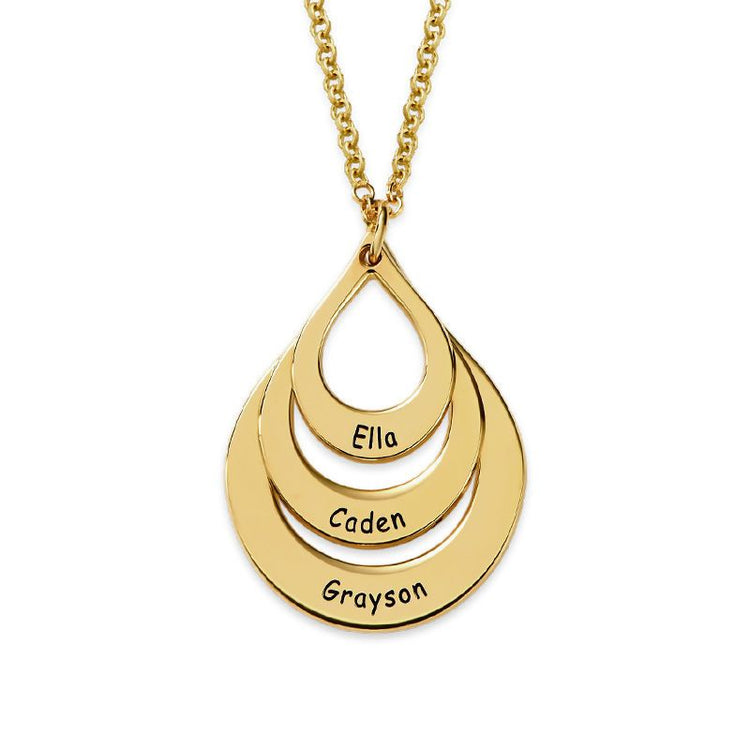925 Sterling Silver Engrave Drop Model Family Necklace