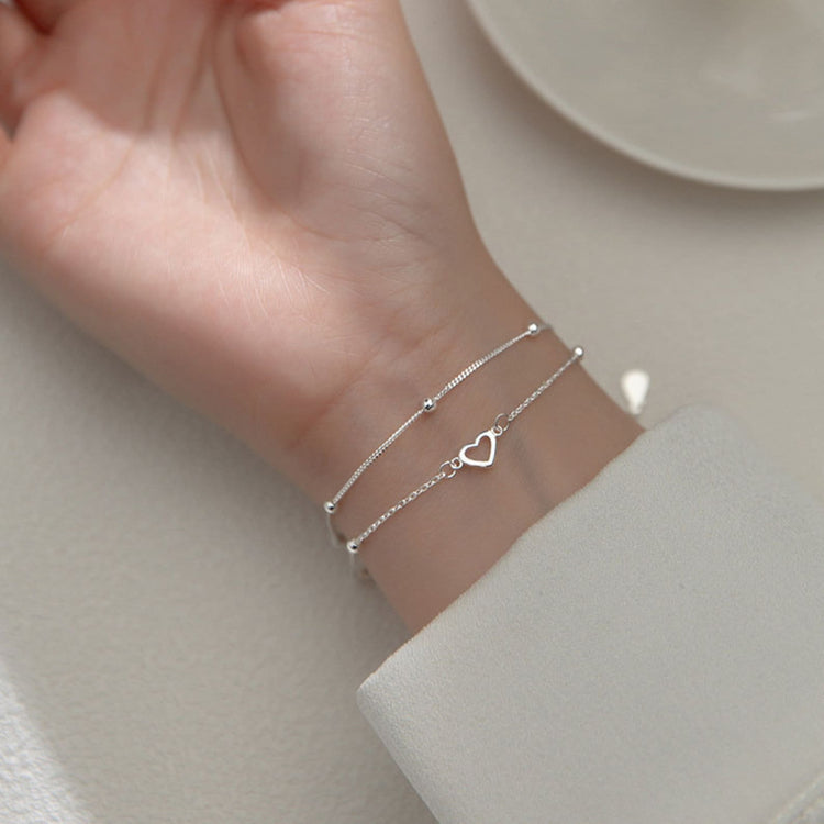 925 Sterling Silver Heart Elegant Bracelet Gift For Her
