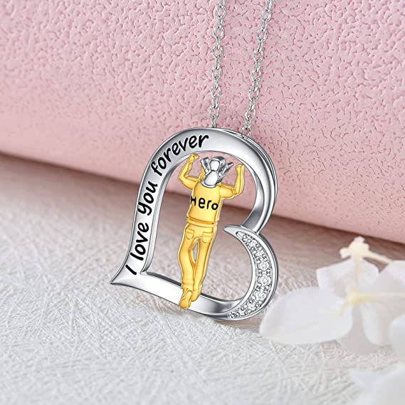 925 Sterling Silver Hero Father Heart Necklace
