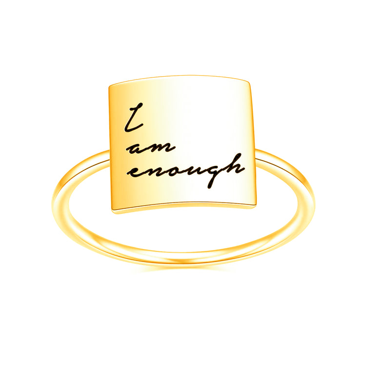 925 Sterling Silver ‘I Am Enough’ Square Inspirational Ring