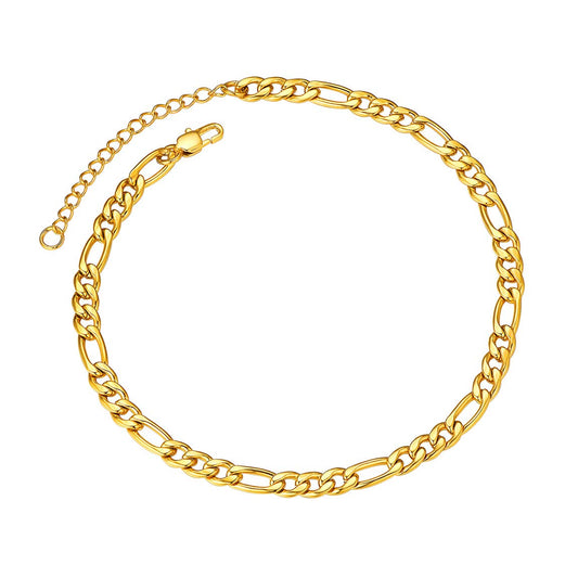 925 Sterling Silver Adjustable Figaro Chain Anklet - onlyone
