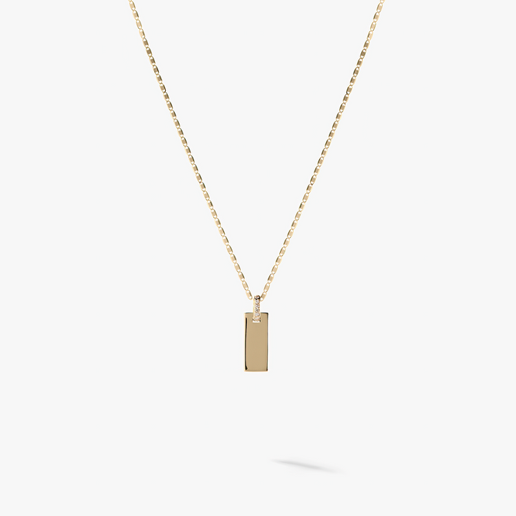 925 Sterling Silver Diamonds Flawless Tag Pendant Necklace
