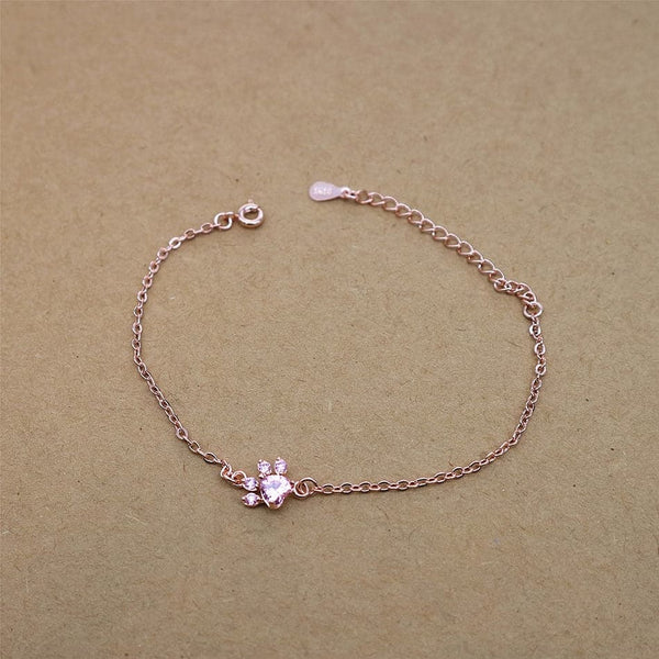 925 Sterling Silver Adjustable Crystal Pet Paw Ring & Bracelet & Earrings Set