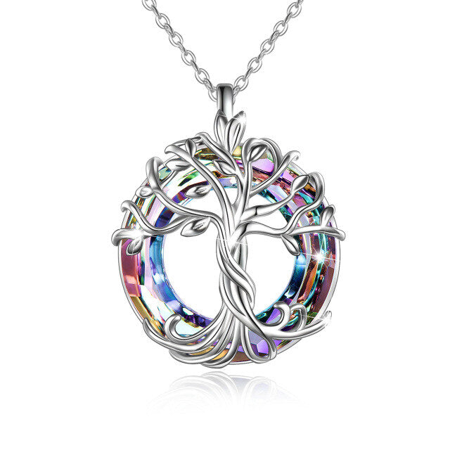 925 Sterling Silver Tree of Life Necklaces Family Tree Necklace with Crystal Jewelry