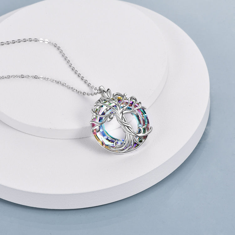 925 Sterling Silver Tree of Life Necklaces Family Tree Necklace with Crystal Jewelry