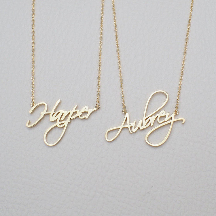 925 Sterling Silver Classic Script Rachet Name Necklace Nameplate Necklace