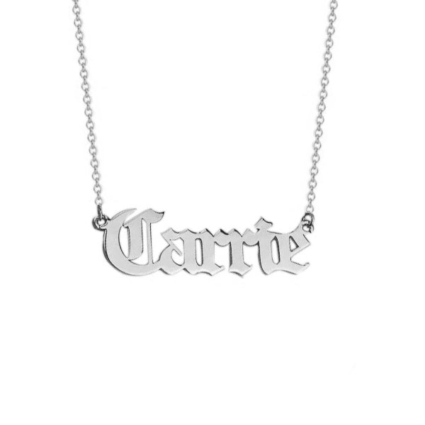 925 Sterling Silber Einfacher Stil Name Halskette in alten englischen Schrift namensschild Halskette