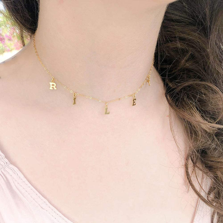 925 Sterling Silver Personalized Letter Name Necklace, Nameplated Necklace - onlyone