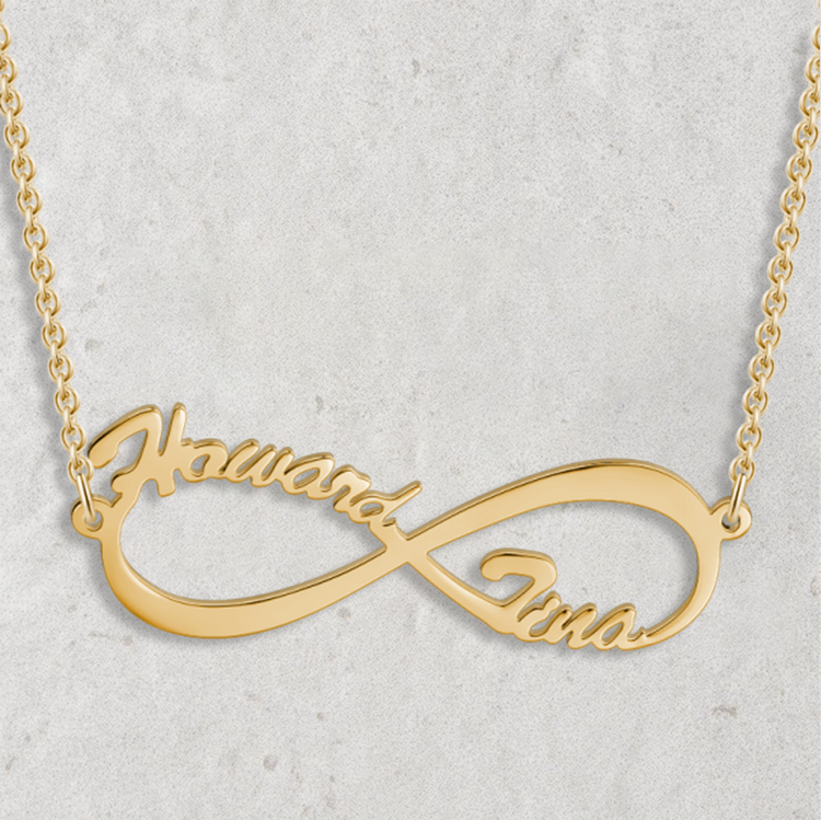 925 Sterling Silver Infinity Necklace With Names Nameplate Necklace, Gift For Her