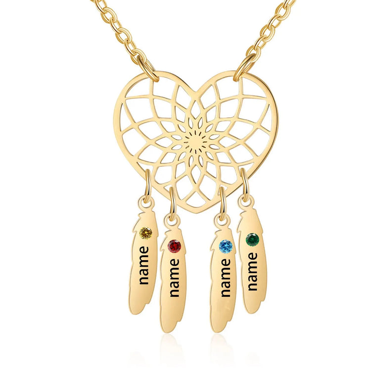 925 Sterling Silber Herz Traum fänger Halskette mit Birth stone Dreamcatcher Anhänger personal isiertes Namens geschenk für Frauen