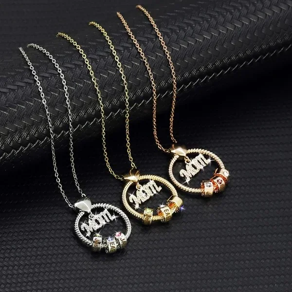 925 Sterling Silver Birthstone Name Mother's Love Necklace