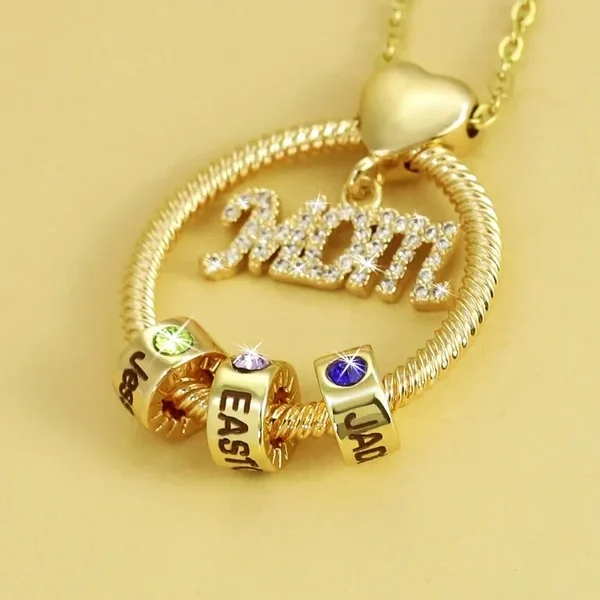 925 Sterling Silver Birthstone Name Mother's Love Necklace