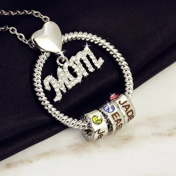 925 Sterling Silver Birthstone Name Mother's Love Necklace